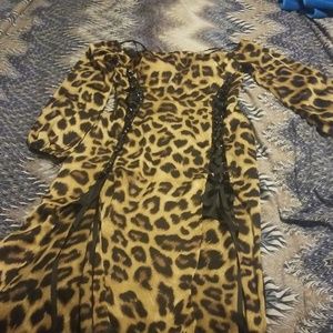 Lepoard Corset dress with slit on both side